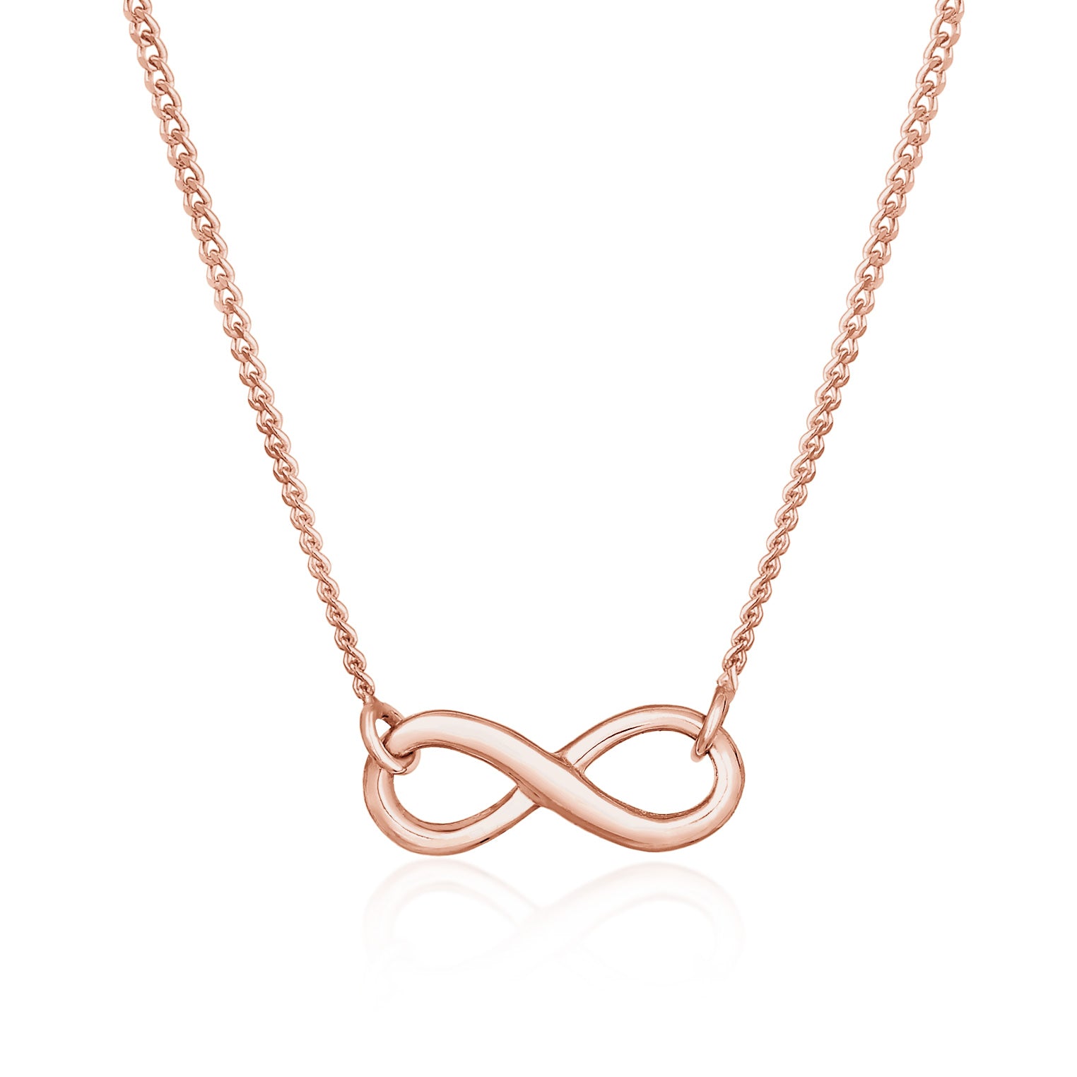 Rosegold Perhiasan Wanita Perak Asli - Silver Kalung   Infinity Symbol Lapis Rosegold