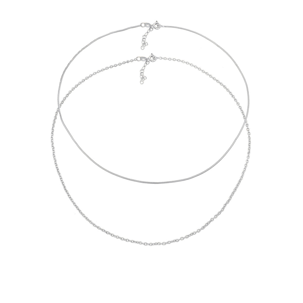 Silver Perhiasan Wanita Perak Asli - Silver Kalung   Choker Snake Chain Basic Minimal