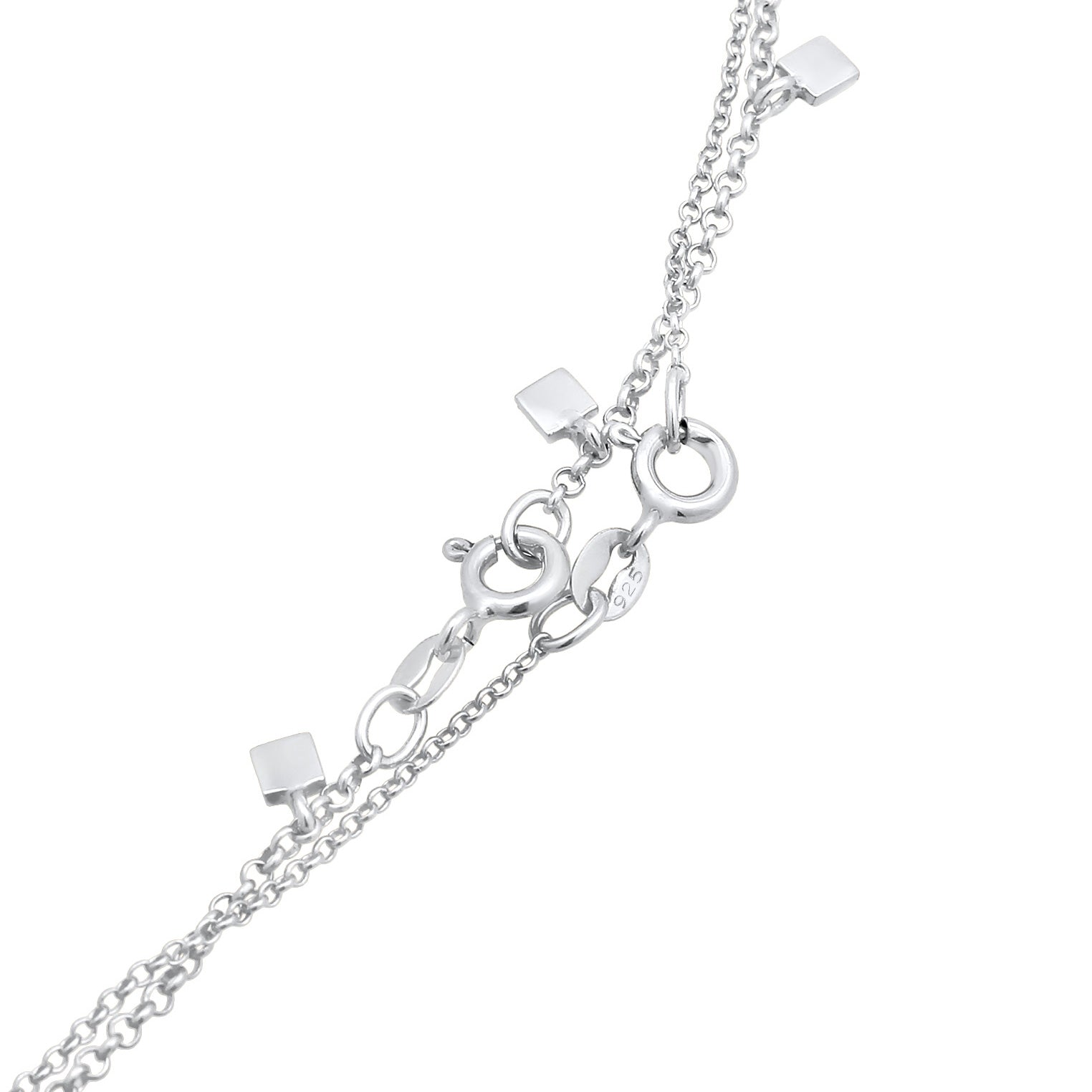 Silver Perhiasan Wanita Perak Asli - Silver Kalung  Set Choker Layer Platelets Geo Look