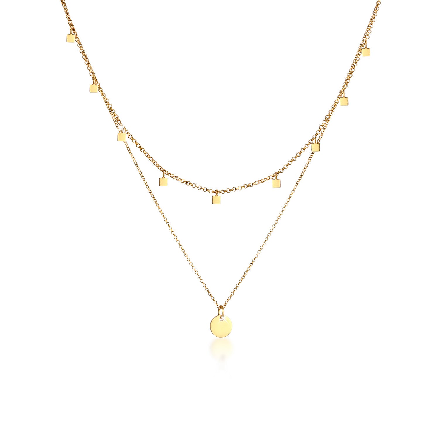 Gold Perhiasan Wanita Perak Asli - Silver Kalung   Choker Layer Set Platelets Geo Look Filigree Lapis Emas