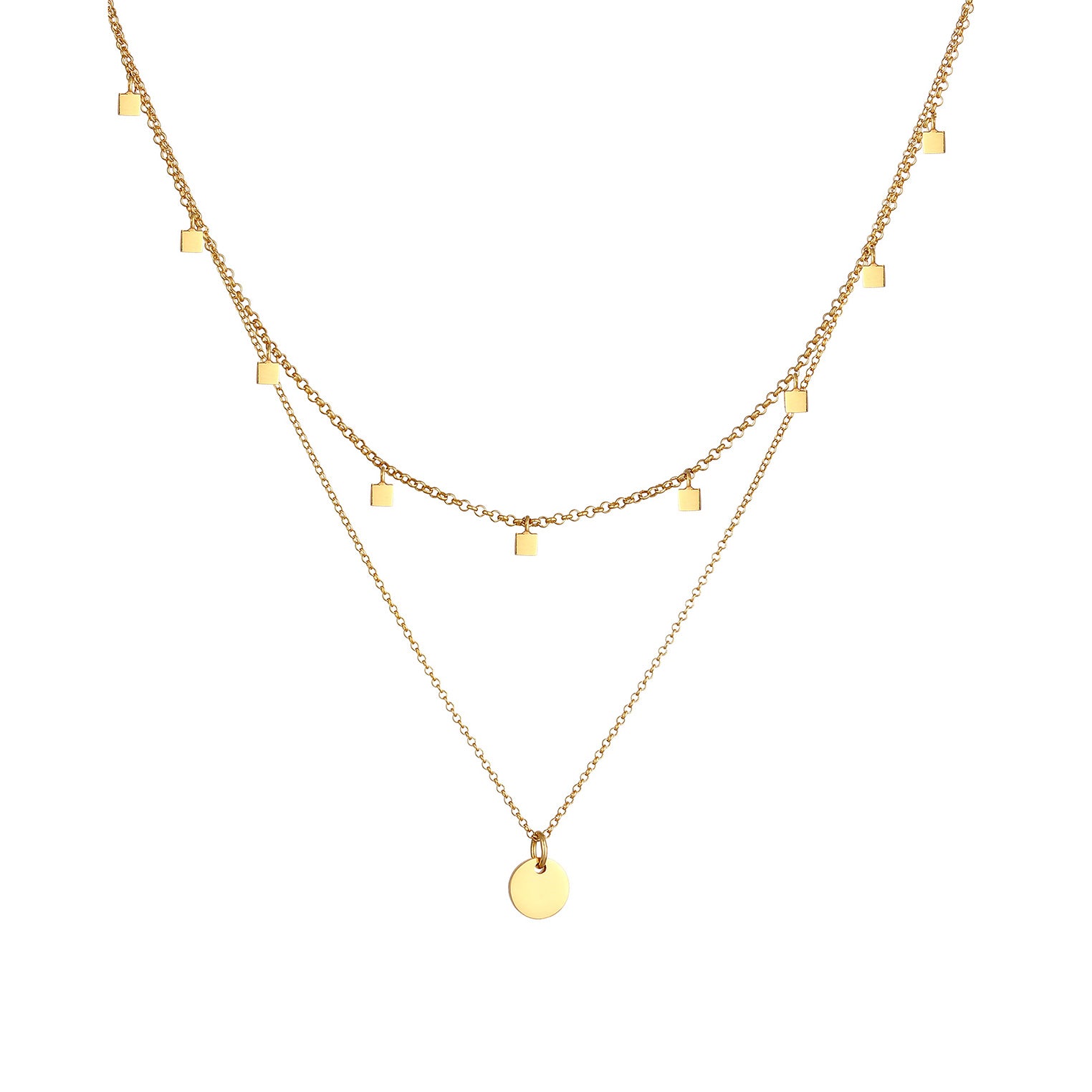 Gold Perhiasan Wanita Perak Asli - Silver Kalung   Choker Layer Set Platelets Geo Look Filigree Lapis Emas