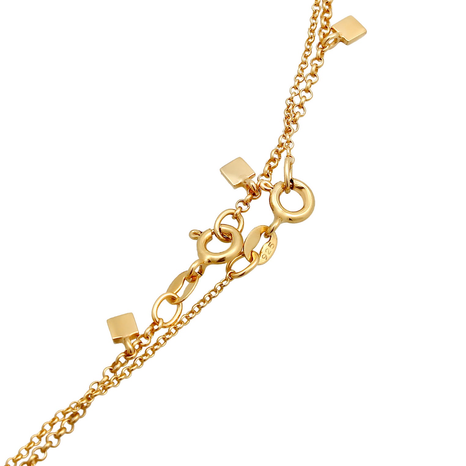 Gold Perhiasan Wanita Perak Asli - Silver Kalung   Choker Layer Set Platelets Geo Look Filigree Lapis Emas