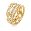 Gold Cincin Perhiasan Perak 925 Wanita Infinity Twisted Basic Crystals Gold Plated
