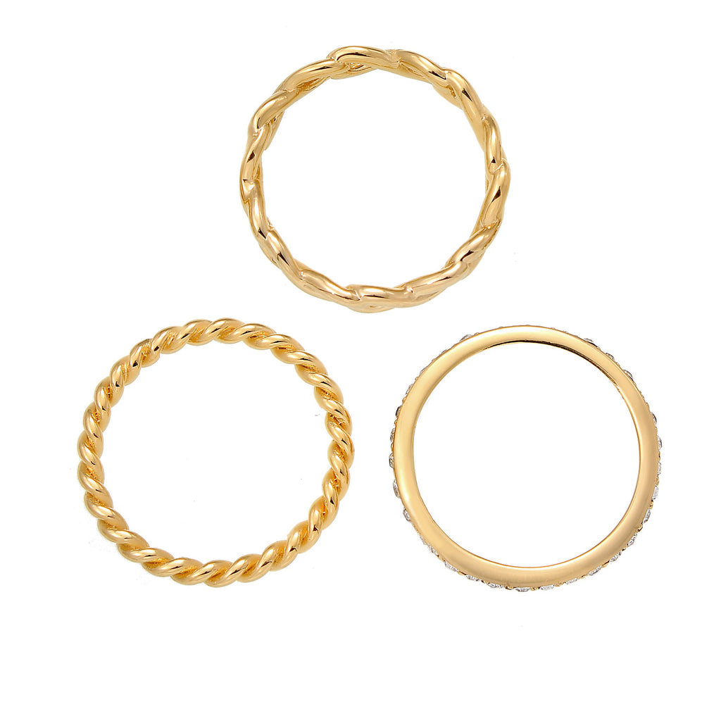 Gold Cincin Perhiasan Perak 925 Wanita Infinity Twisted Basic Crystals Gold Plated