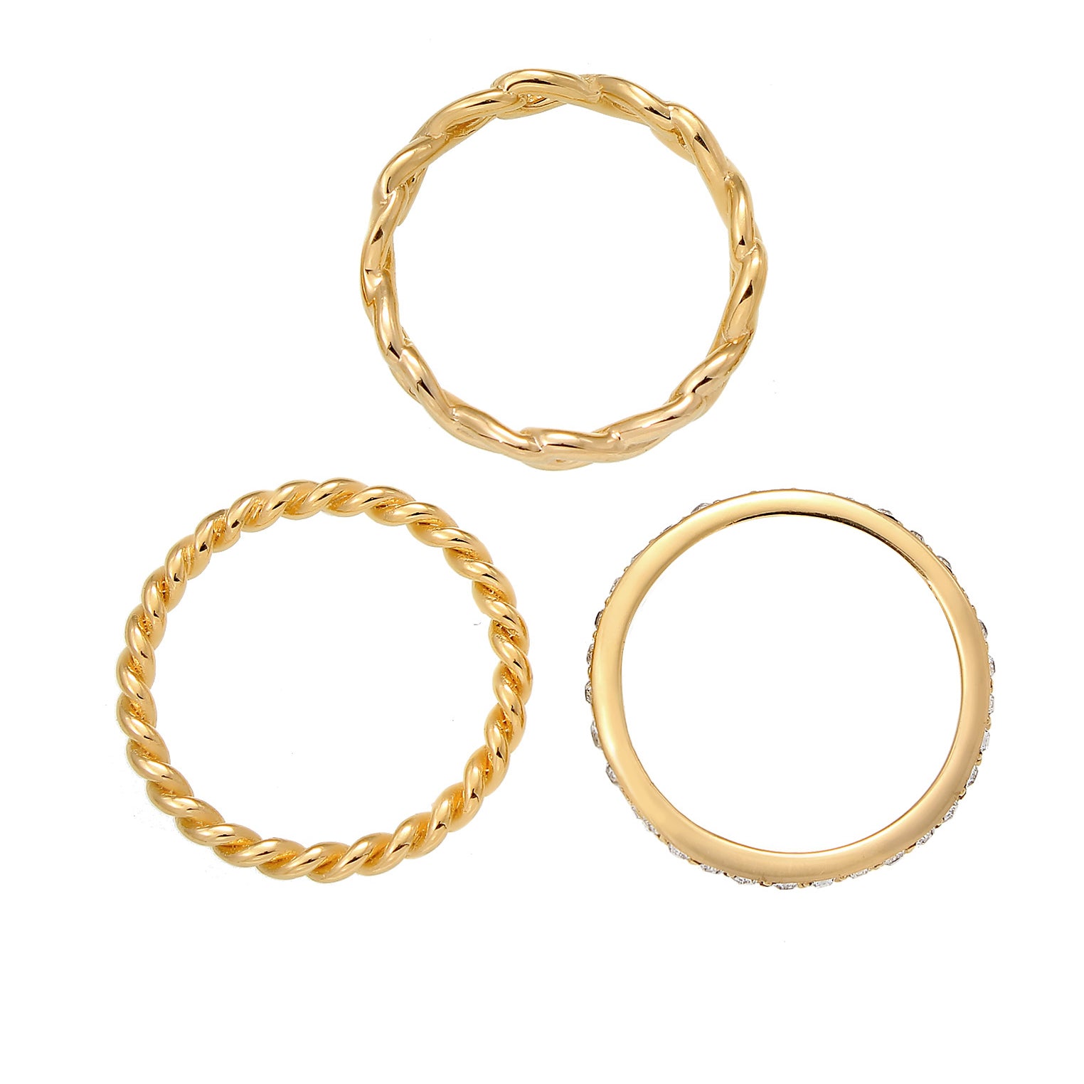 Gold Cincin Perhiasan Perak 925 Wanita Infinity Twisted Basic Crystals Gold Plated