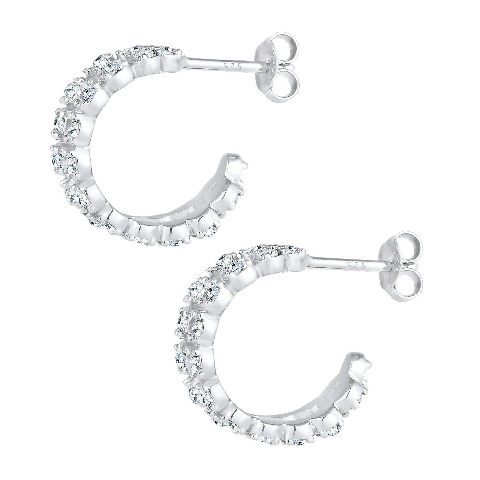 Silver Perhiasan Wanita Perak Asli - Silver Anting Creole Mini Elegant Crystals