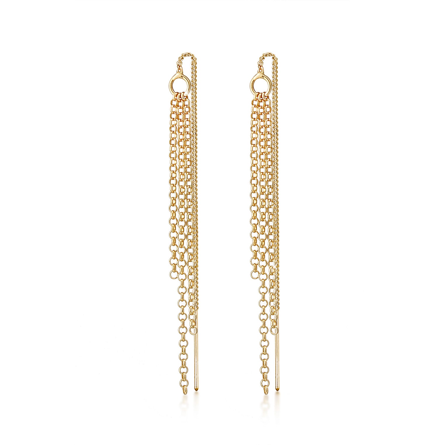 Gold Perhiasan Wanita Perak Asli - Silver Anting Trendy Chains Gold Plated