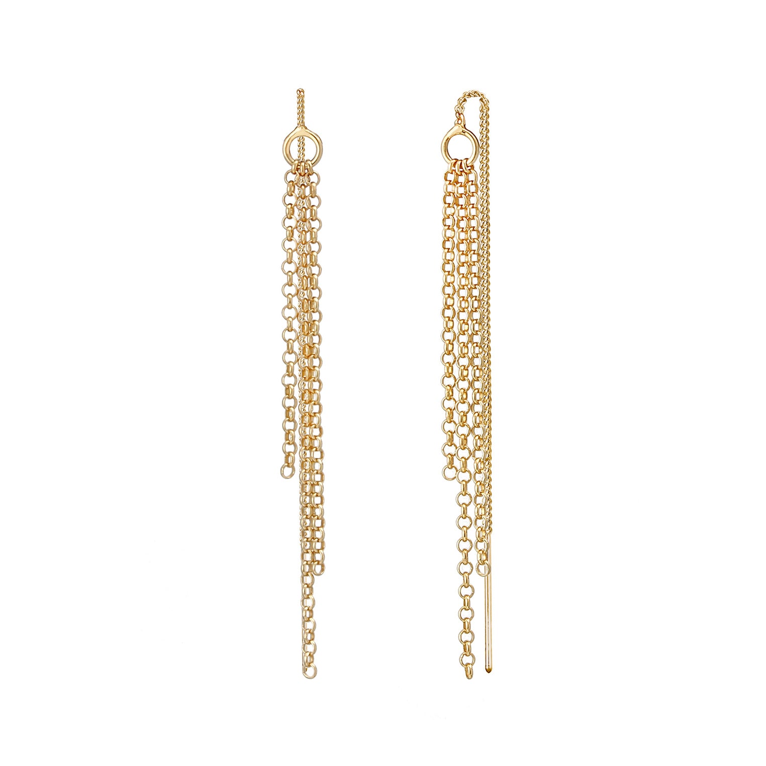 Gold Perhiasan Wanita Perak Asli - Silver Anting Trendy Chains Gold Plated