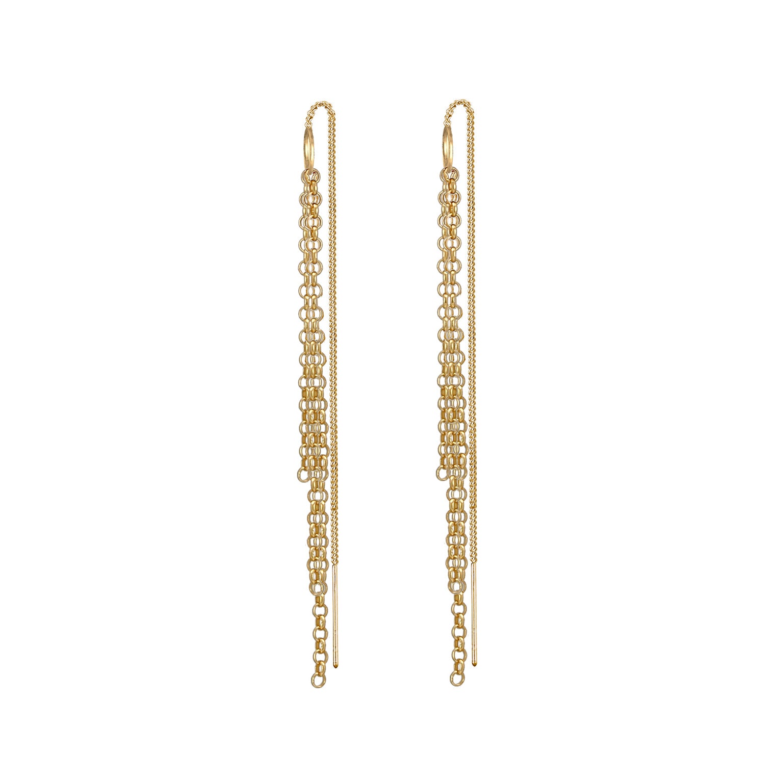 Gold Perhiasan Wanita Perak Asli - Silver Anting Trendy Chains Gold Plated