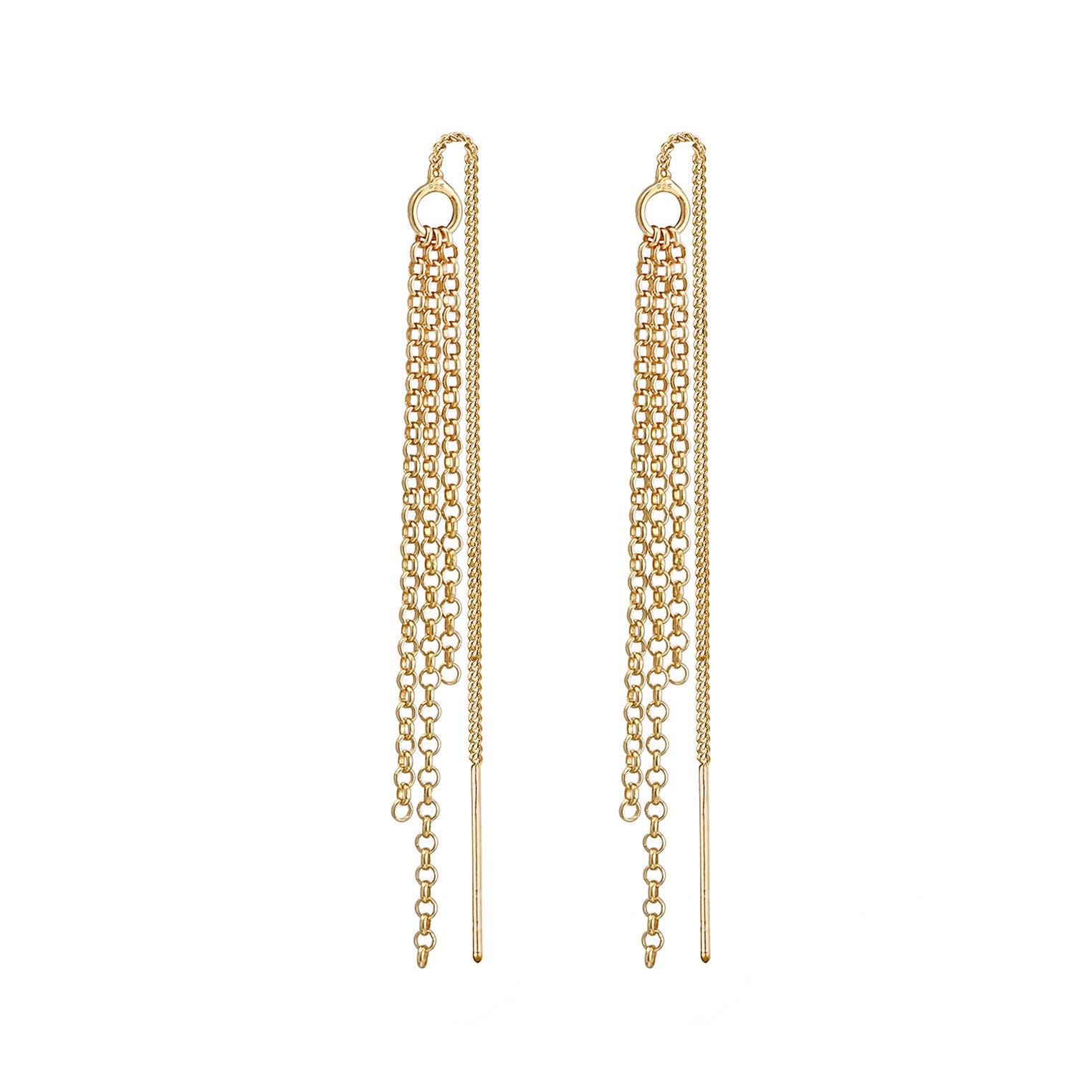 Gold Perhiasan Wanita Perak Asli - Silver Anting Trendy Chains Gold Plated
