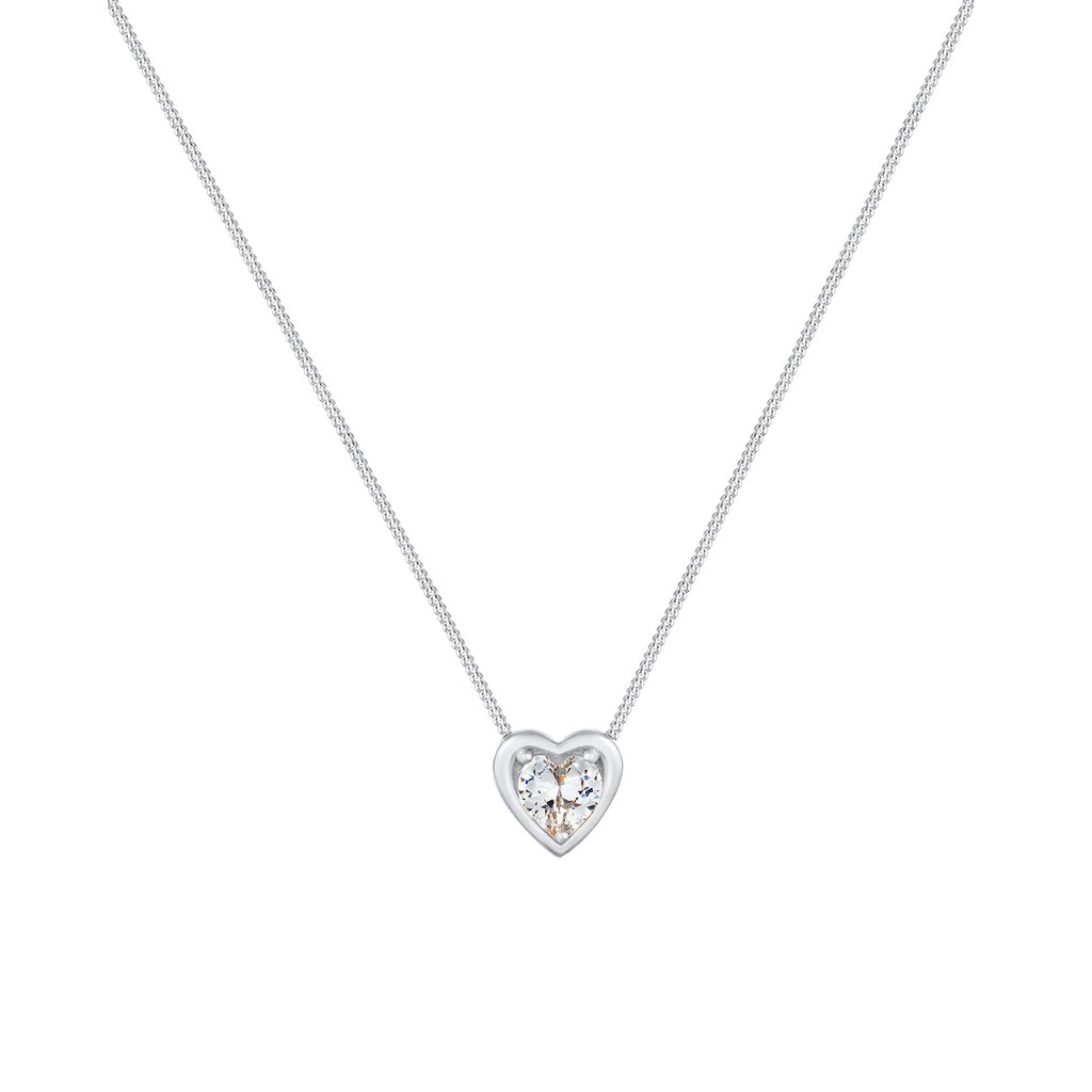 Silver Perhiasan Wanita Perak Asli - Silver Kalung   Heart Love Zirconia Crystals