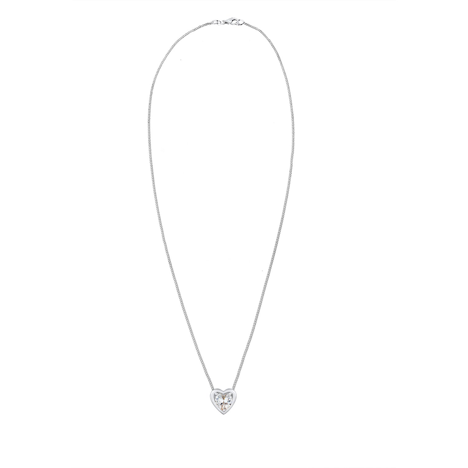 Silver Perhiasan Wanita Perak Asli - Silver Kalung   Heart Love Zirconia Crystals