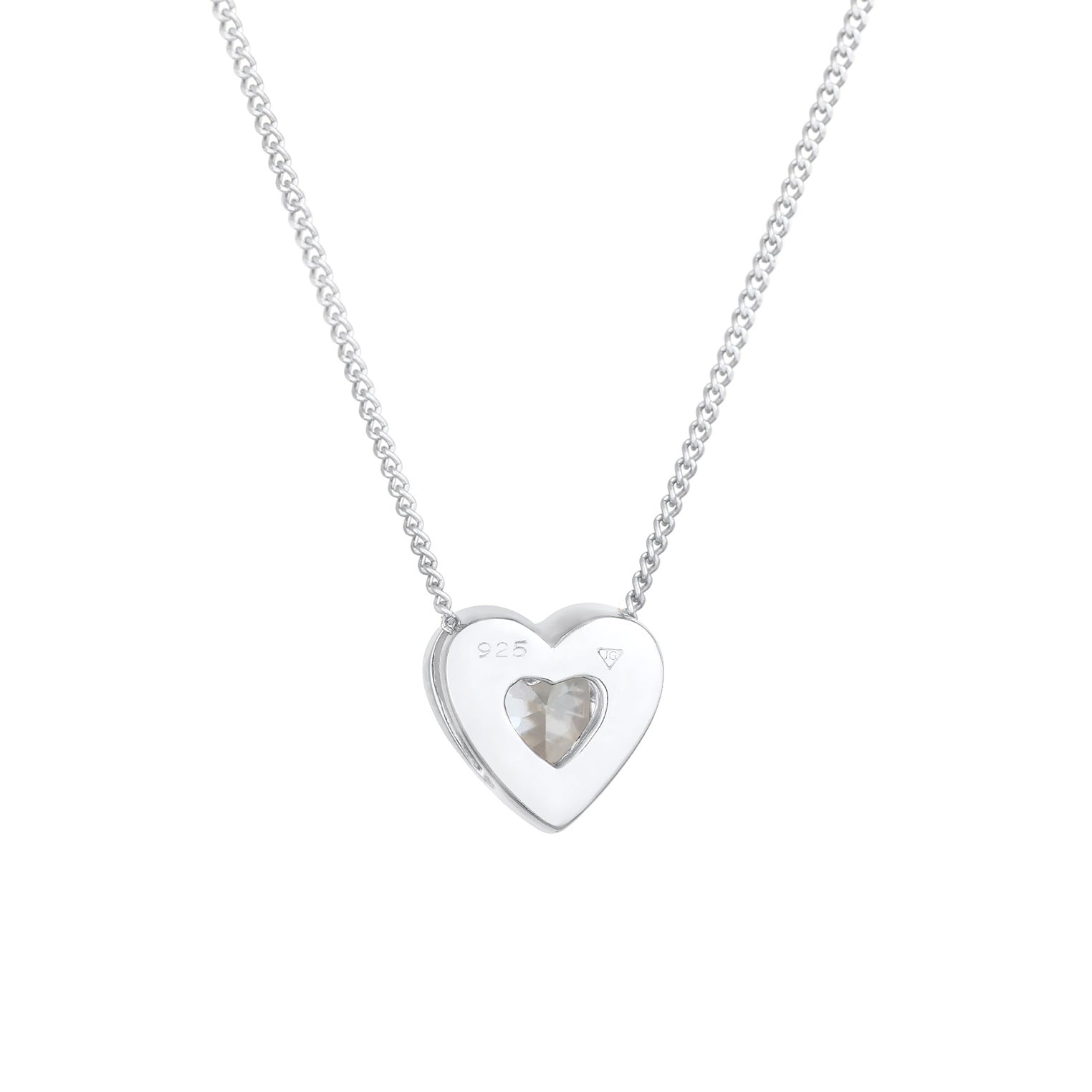 Silver Perhiasan Wanita Perak Asli - Silver Kalung   Heart Love Zirconia Crystals