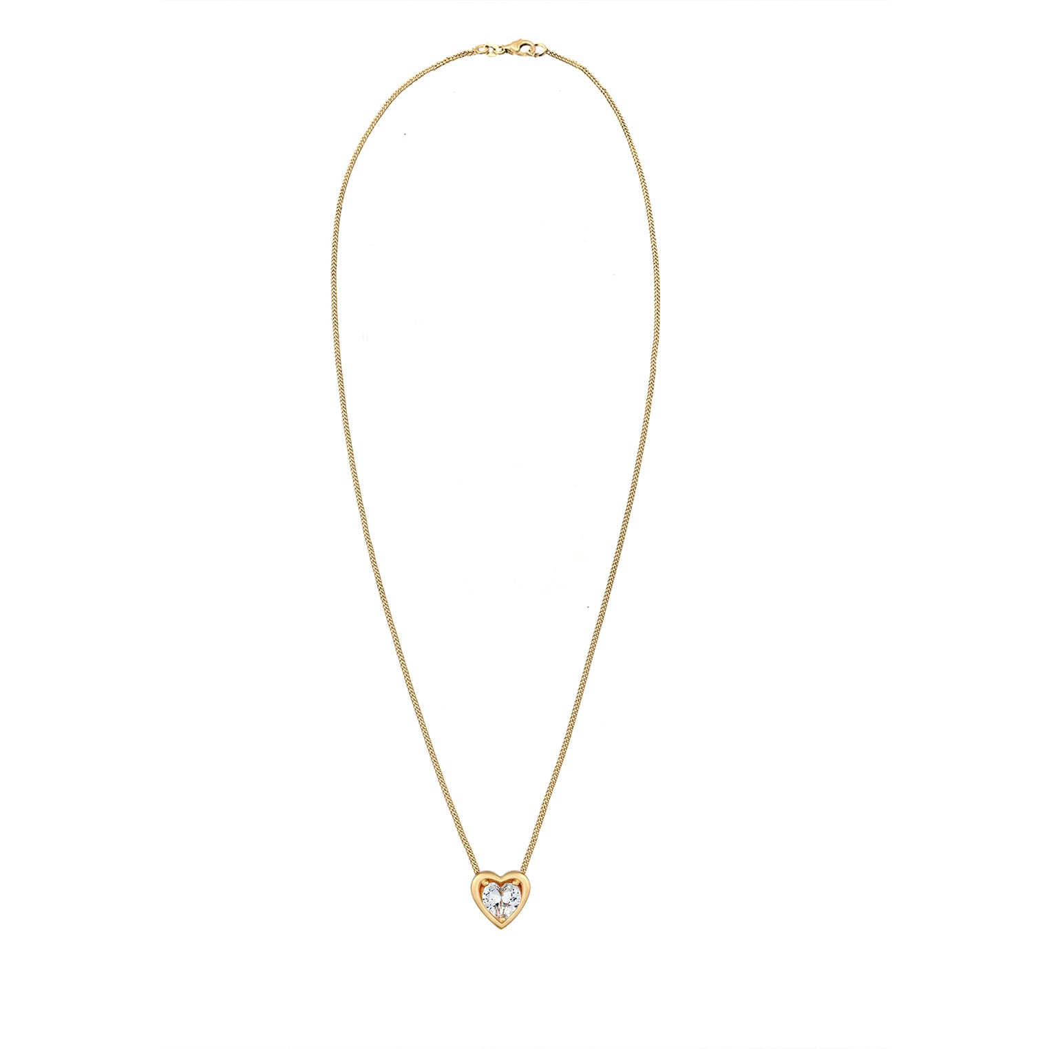 Gold Perhiasan Wanita Perak Asli - Silver Kalung   Heart Love Zirconia Crystals Lapis Emas