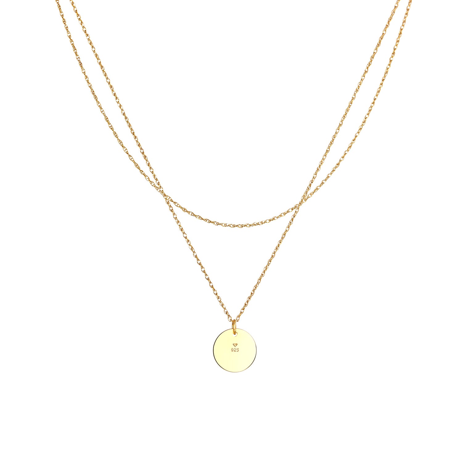 Gold Perhiasan Wanita Perak Asli - Silver Kalung  Set Layer Platelet Circle Basic Minimal Lapis Emas