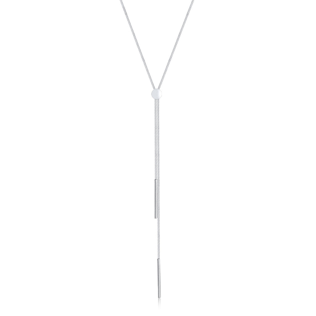Silver Perhiasan Wanita Perak Asli - Silver Kalung  Y-Chain Geo Rod Basic Trend Blogger