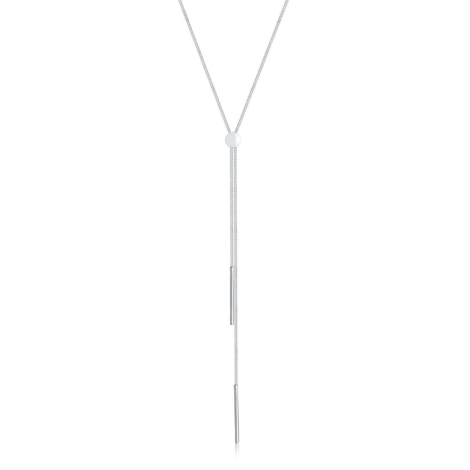 Silver Perhiasan Wanita Perak Asli - Silver Kalung  Y-Chain Geo Rod Basic Trend Blogger