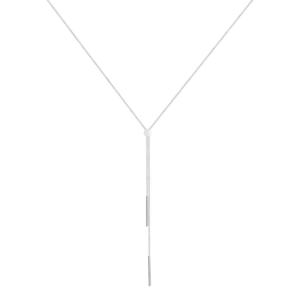 Silver Perhiasan Wanita Perak Asli - Silver Kalung  Y-Chain Geo Rod Basic Trend Blogger