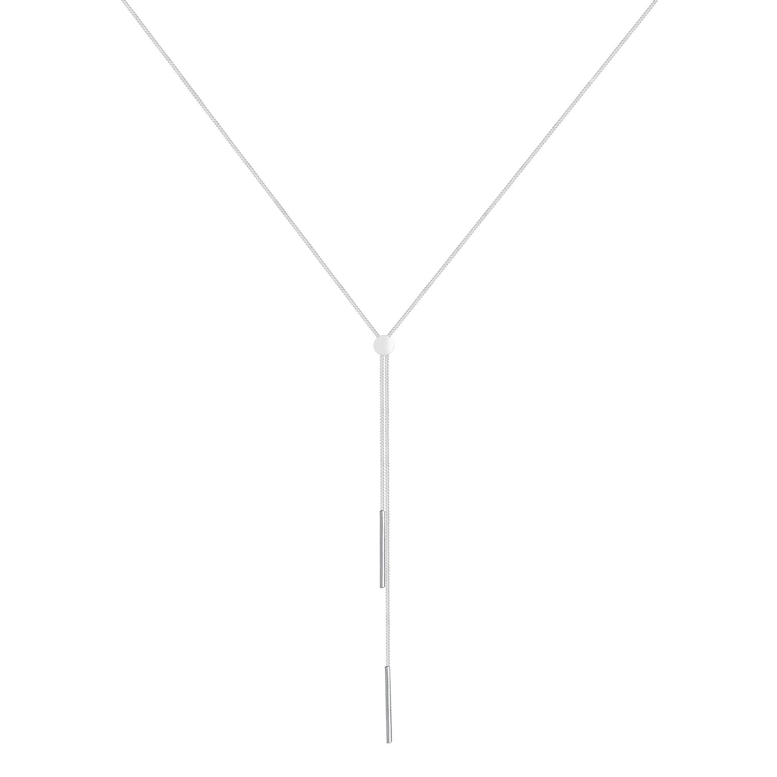 Silver Perhiasan Wanita Perak Asli - Silver Kalung  Y-Chain Geo Rod Basic Trend Blogger