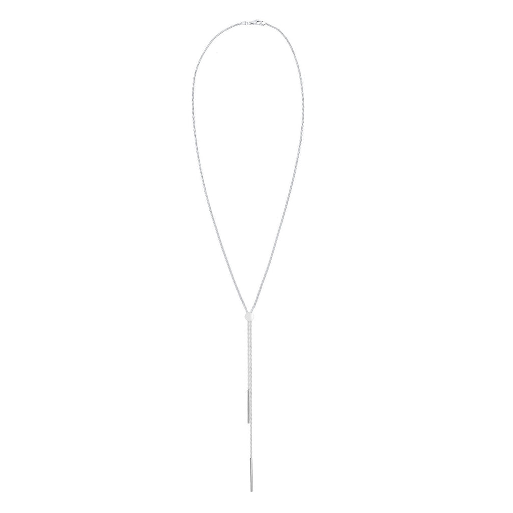 Silver Perhiasan Wanita Perak Asli - Silver Kalung  Y-Chain Geo Rod Basic Trend Blogger