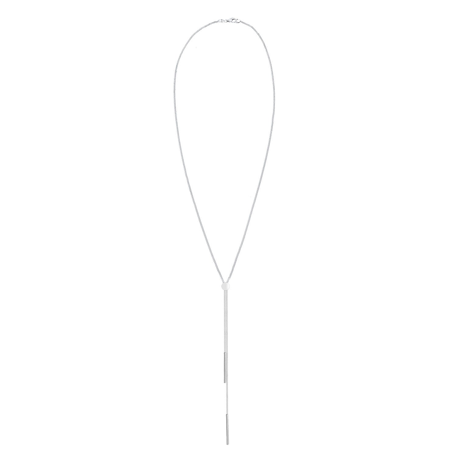 Silver Perhiasan Wanita Perak Asli - Silver Kalung  Y-Chain Geo Rod Basic Trend Blogger