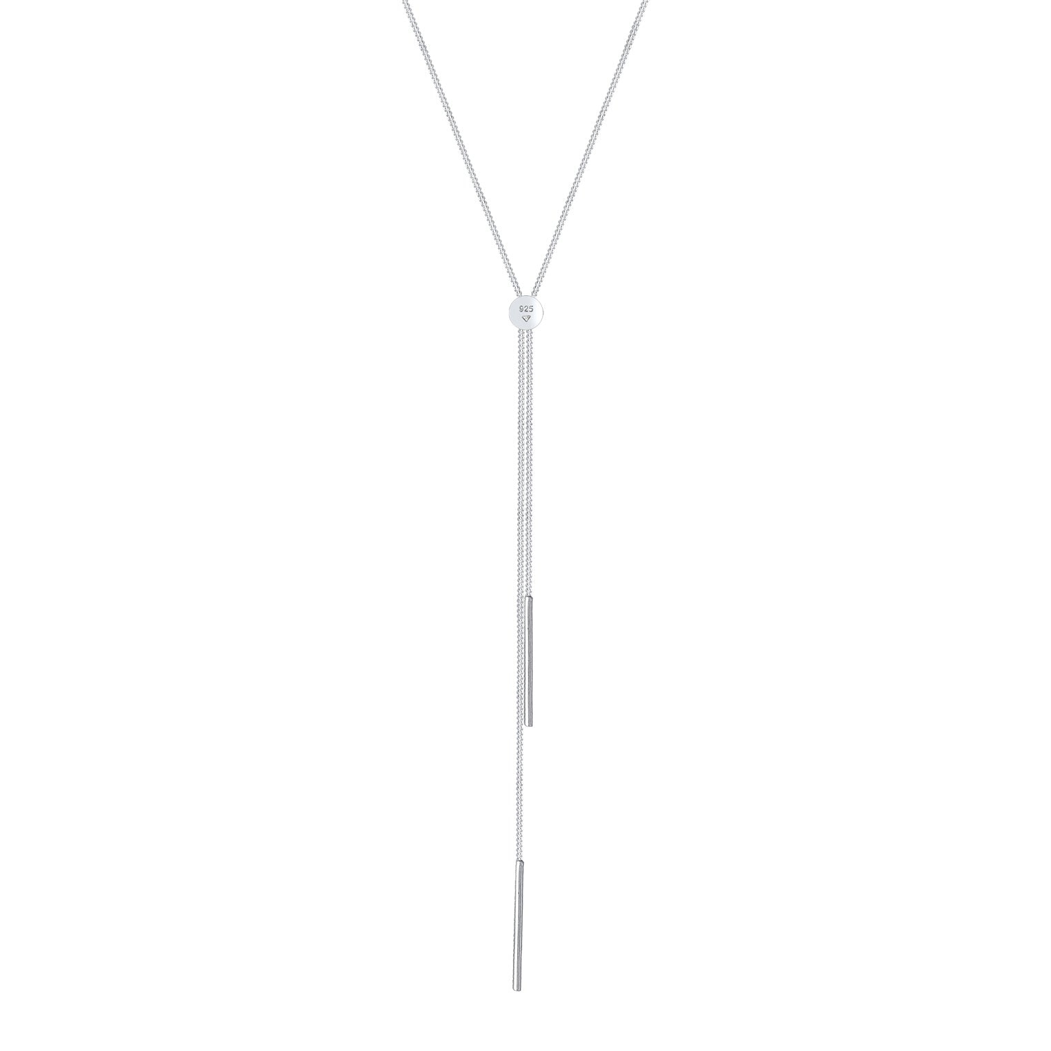 Silver Perhiasan Wanita Perak Asli - Silver Kalung  Y-Chain Geo Rod Basic Trend Blogger
