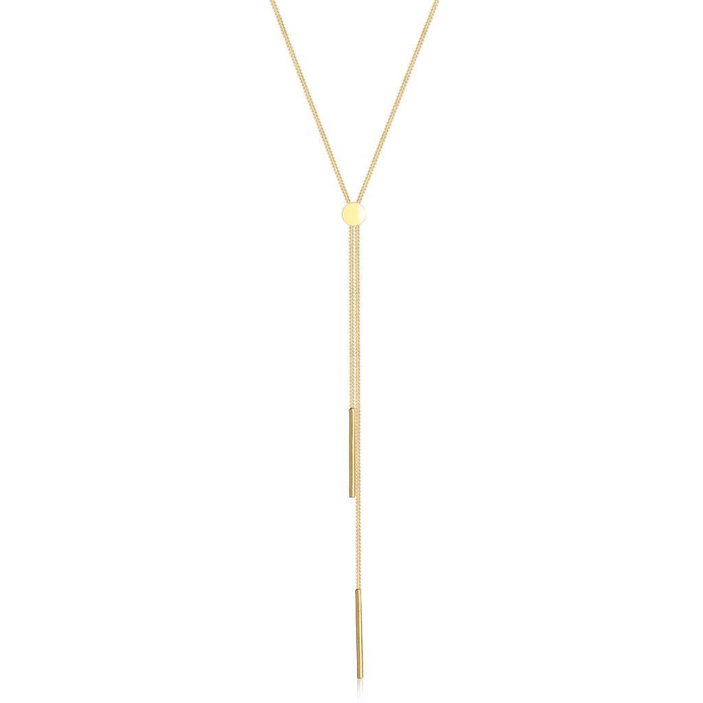 Gold Kalung Necklace Y Perak 925 Lapis Emas Wanita Gaya Korea Minimalis