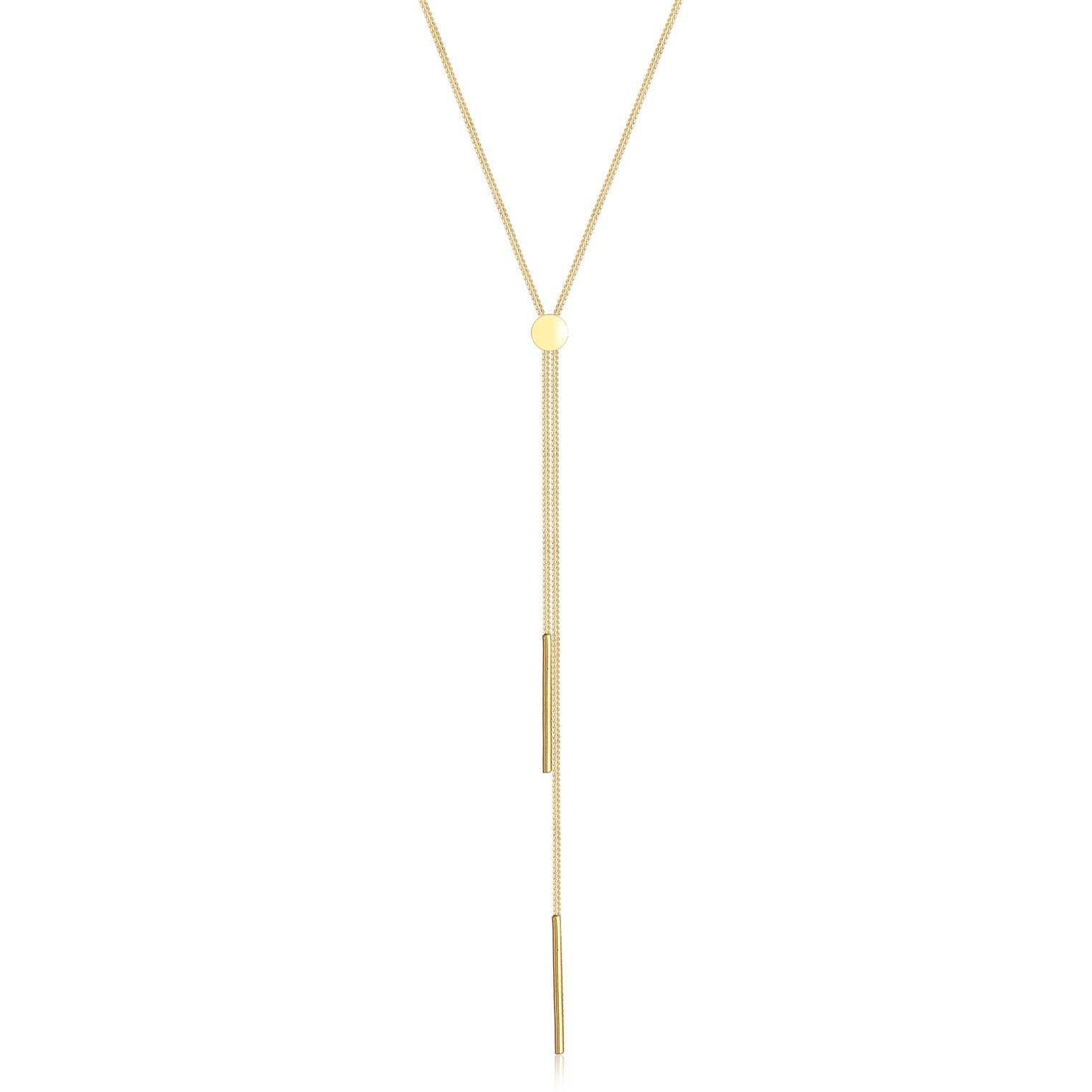 Gold Perhiasan Wanita Perak Asli - Silver Kalung  Y-Chain Geo Rod Basic Trend Blogger Lapis Emas