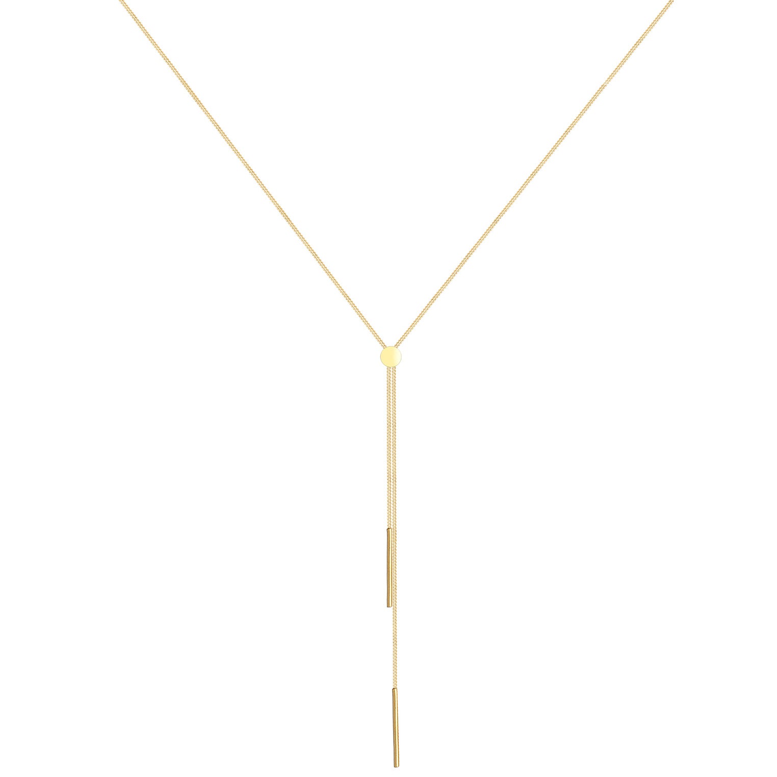 Gold Perhiasan Wanita Perak Asli - Silver Kalung  Y-Chain Geo Rod Basic Trend Blogger Lapis Emas