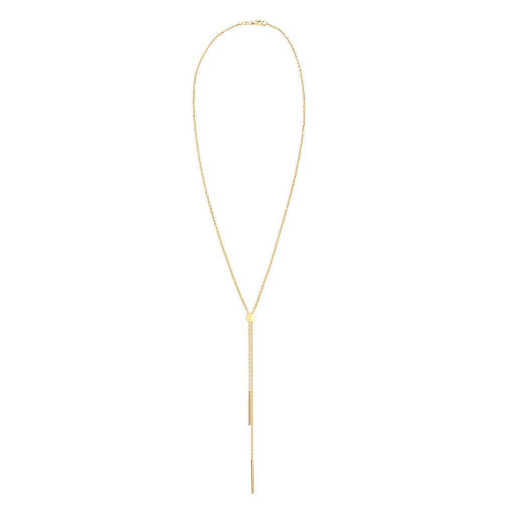 Gold Perhiasan Wanita Perak Asli - Silver Kalung  Y-Chain Geo Rod Basic Trend Blogger Lapis Emas