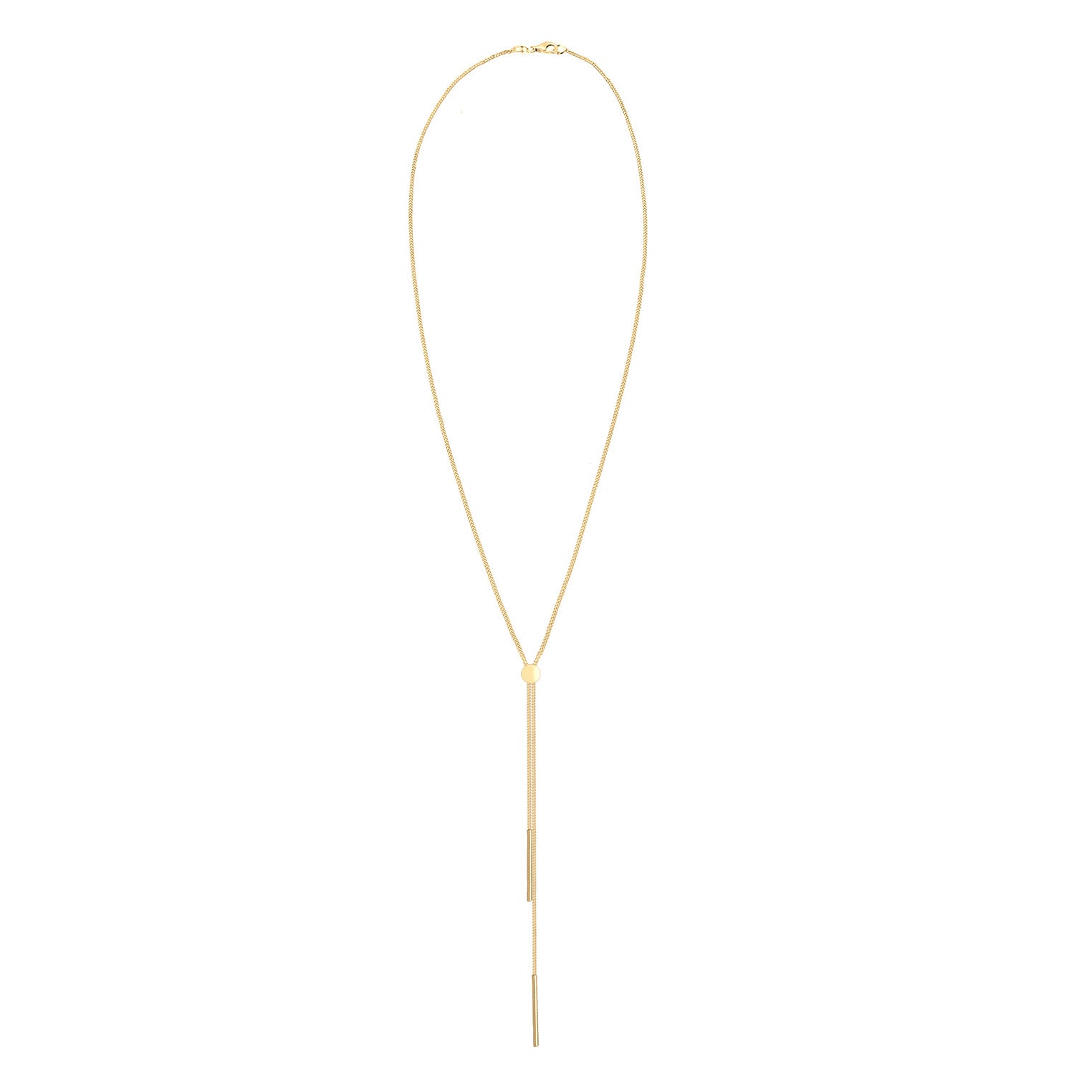 Gold Perhiasan Wanita Perak Asli - Silver Kalung  Y-Chain Geo Rod Basic Trend Blogger Lapis Emas
