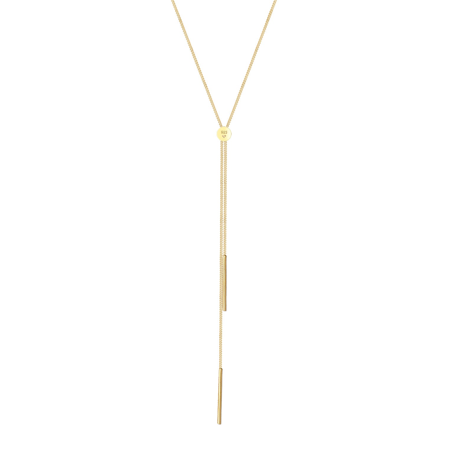 Gold Perhiasan Wanita Perak Asli - Silver Kalung  Y-Chain Geo Rod Basic Trend Blogger Lapis Emas