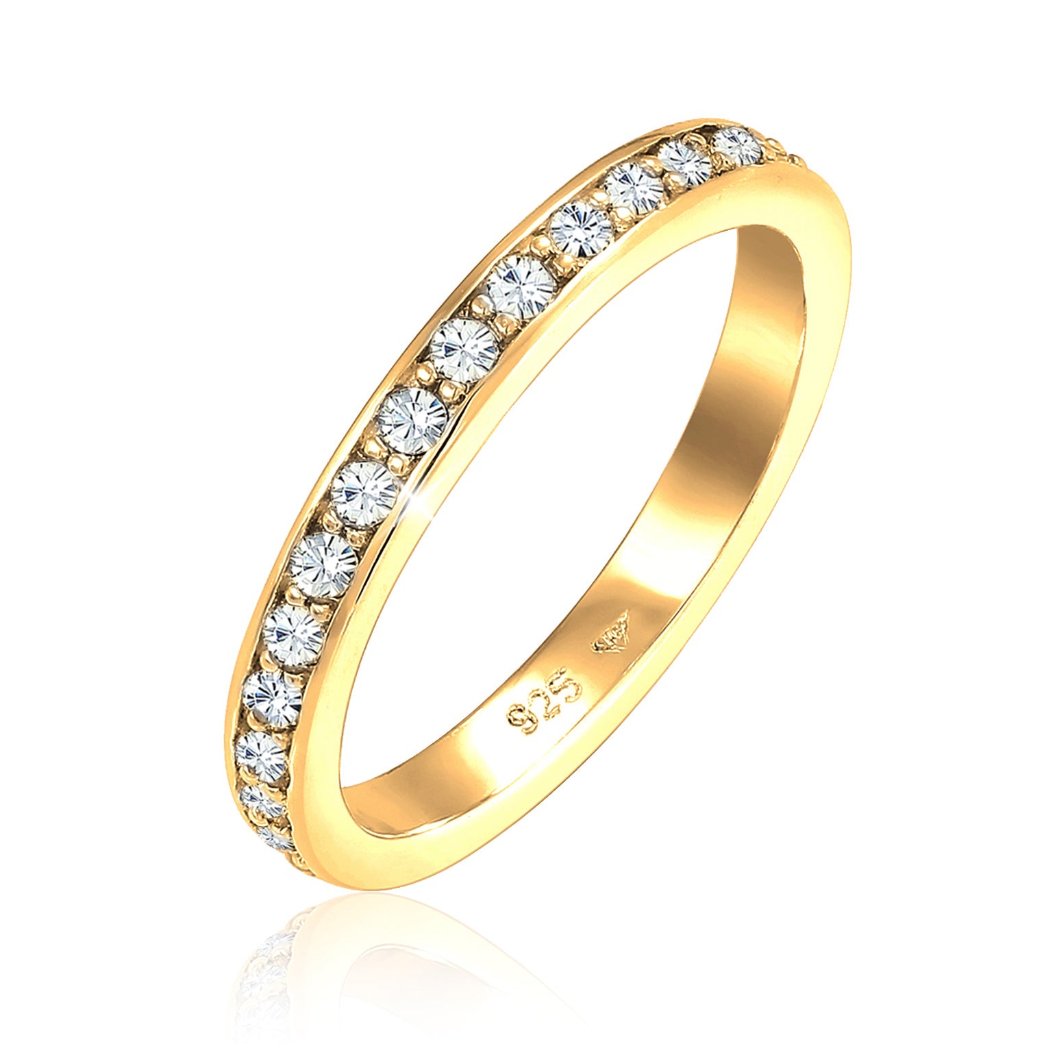 Gold Perhiasan Wanita Perak Asli - Silver Cincin Glamorous Crystals Gold Plated
