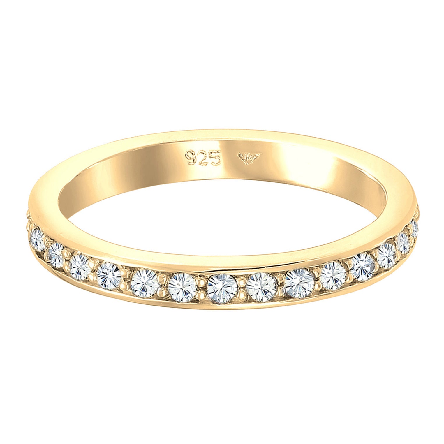 Gold Perhiasan Wanita Perak Asli - Silver Cincin Glamorous Crystals Gold Plated