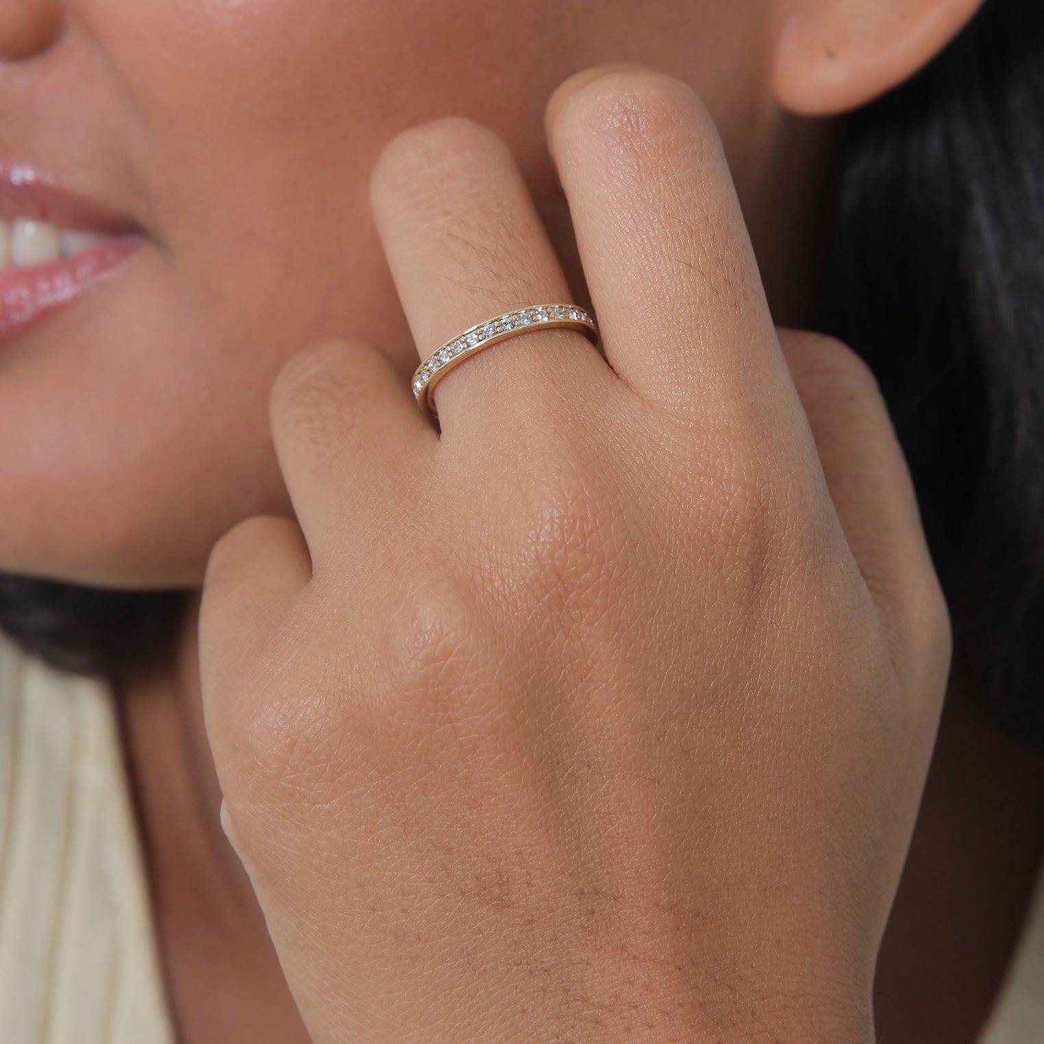 Gold Perhiasan Wanita Perak Asli - Silver Cincin Glamorous Crystals Gold Plated