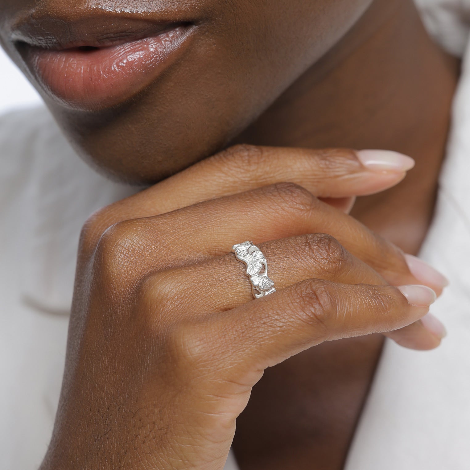 Silver Perhiasan Wanita Perak Asli - Silver Cincin Ginkgo