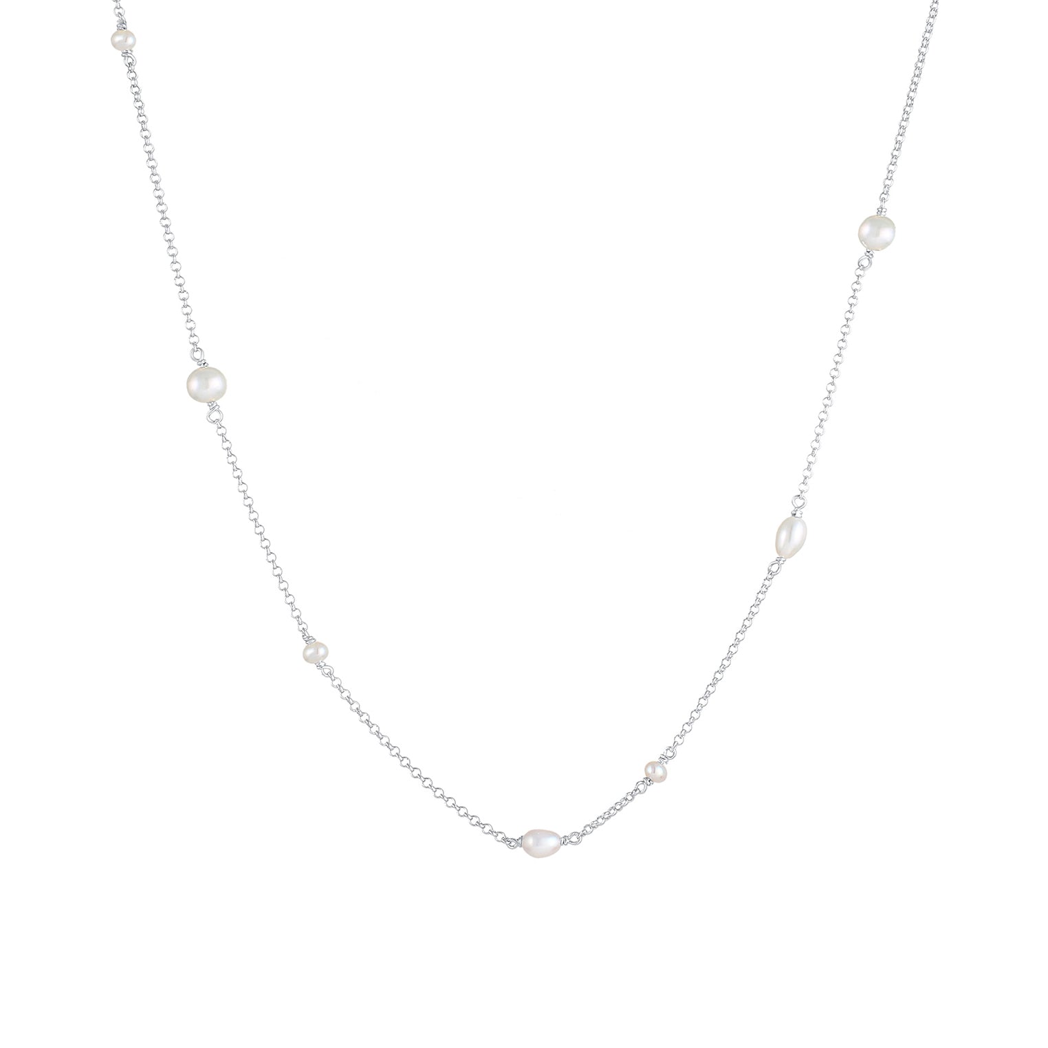 Silver Perhiasan Wanita Perak Asli - Silver Kalung   'S Layer Elegant Freshwater Cultured Pearls