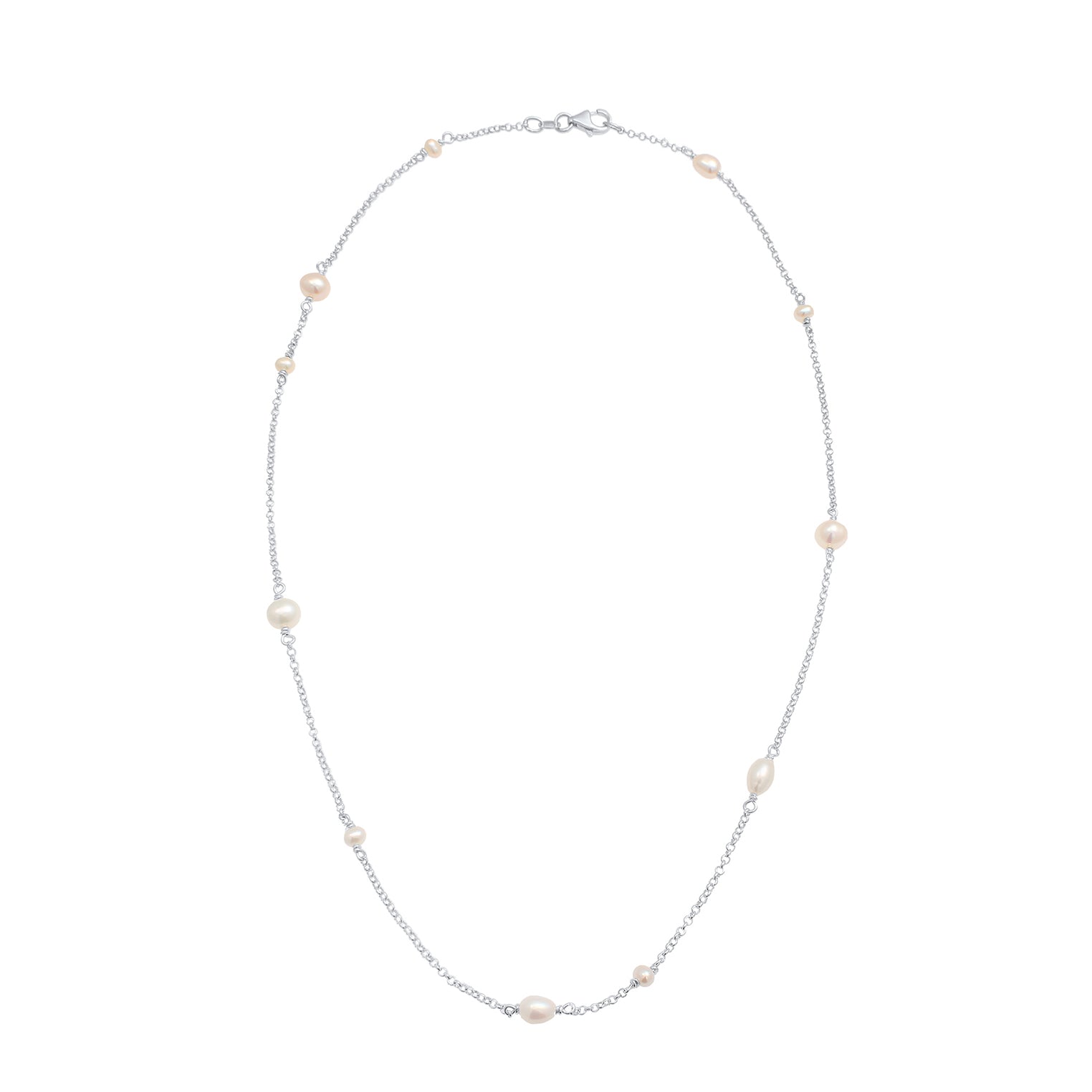 Silver Perhiasan Wanita Perak Asli - Silver Kalung   'S Layer Elegant Freshwater Cultured Pearls