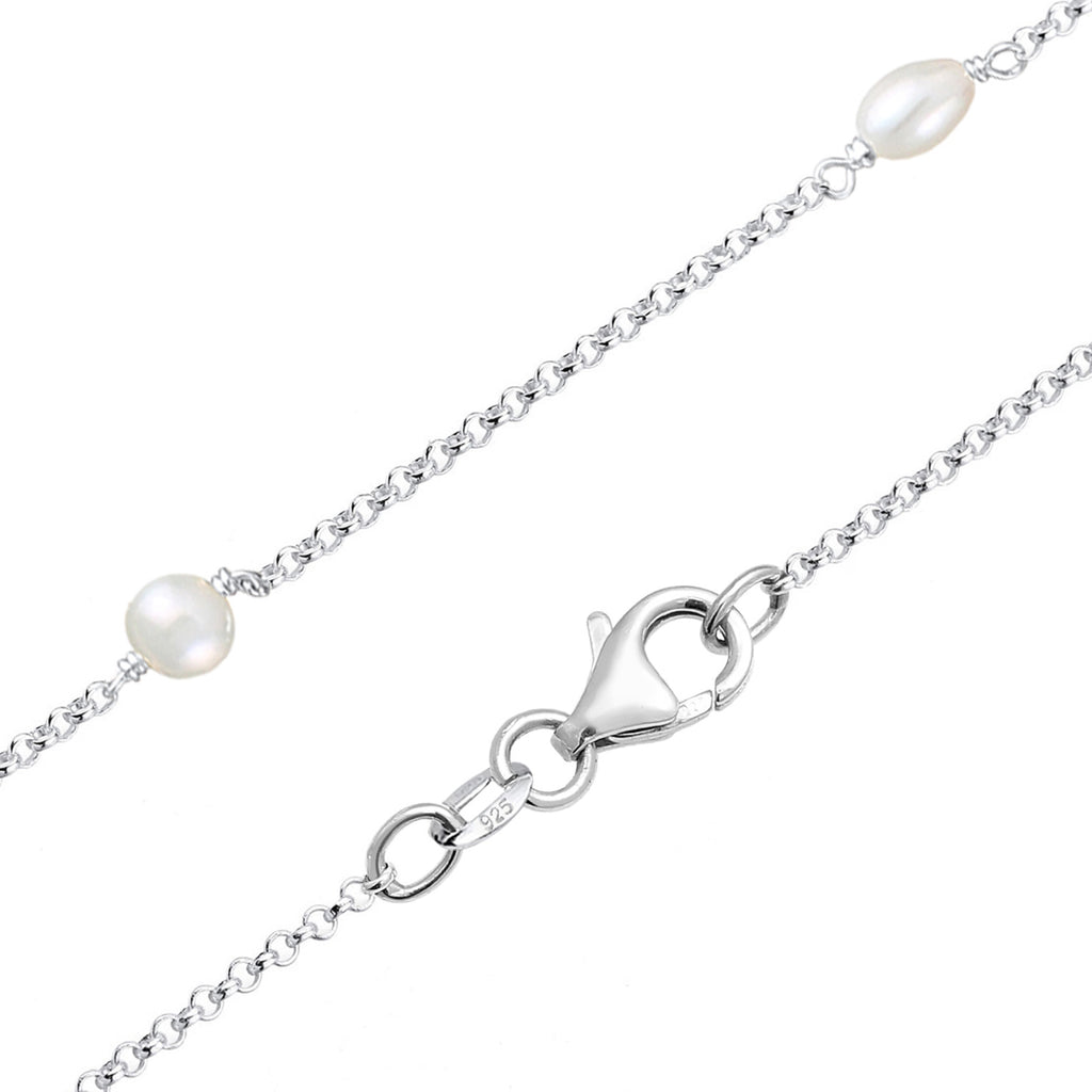 Silver Perhiasan Wanita Perak Asli - Silver Kalung   'S Layer Elegant Freshwater Cultured Pearls