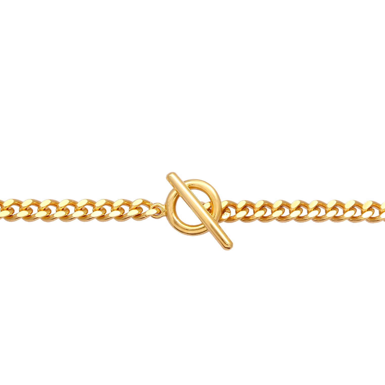 Gold Perhiasan Wanita Perak Asli - Silver Kalung  Choker Basic Circle T-Bar Lapis Emas
