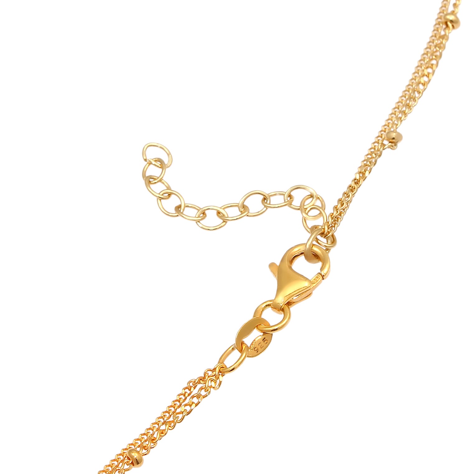 Gold Perhiasan Wanita Perak Asli - Silver Kalung  Layerlook Moon Sickle Two Layered Lapis Emas