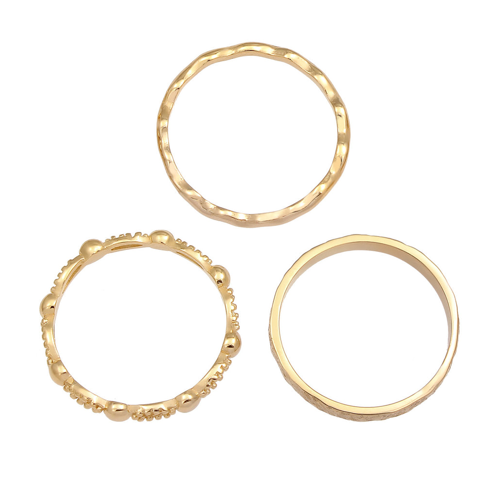 Gold Cincin Perhiasan Perak 925 Wanita Wave Ball Gold Plated