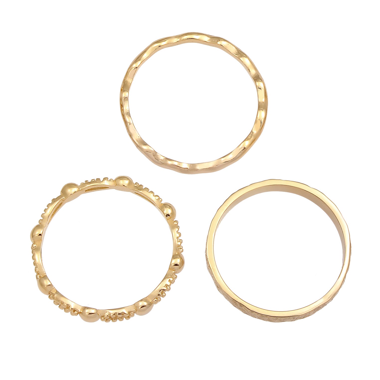 Gold Cincin Perhiasan Perak 925 Wanita Wave Ball Gold Plated