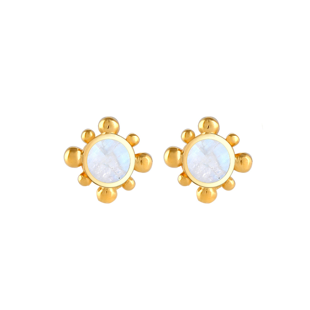 Gold Anting Perhiasan Perak 925 Wanita Moonstone Vintage Gold Plated
