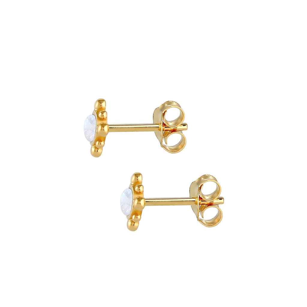 Gold Anting Perhiasan Perak 925 Wanita Moonstone Vintage Gold Plated