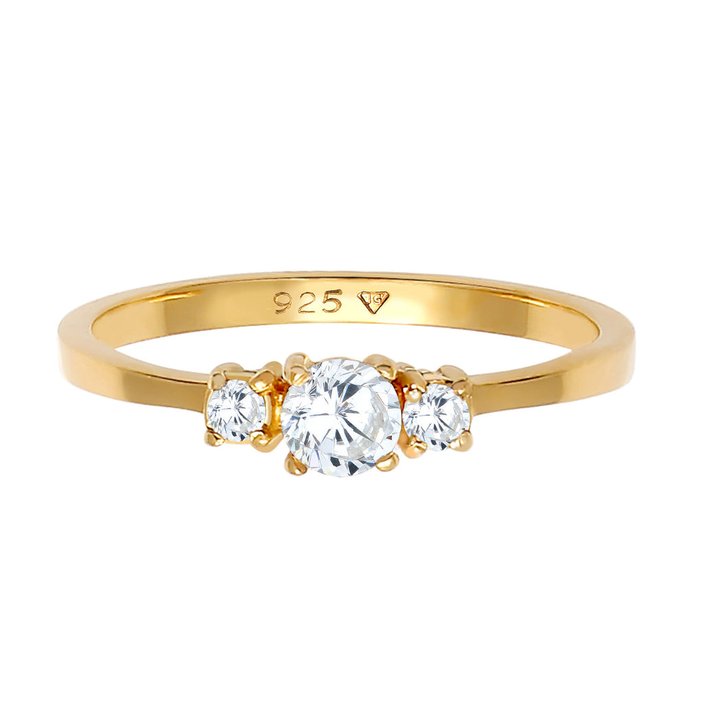 Gold Cincin Perhiasan Perak 925 Wanita Zircon Engagement Gold Plated