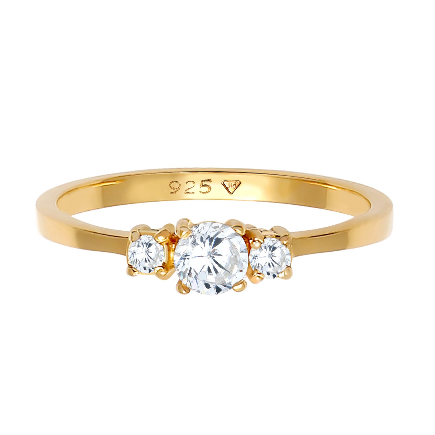 Gold Cincin Perhiasan Perak 925 Wanita Zircon Engagement Gold Plated