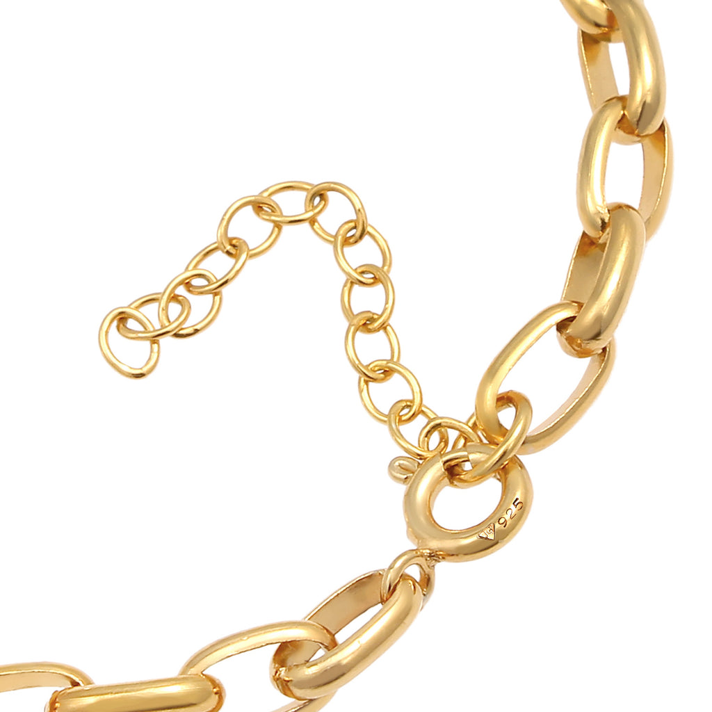 Gold Gelang Perhiasan Perak 925 Wanita Link Chain Gold Plated