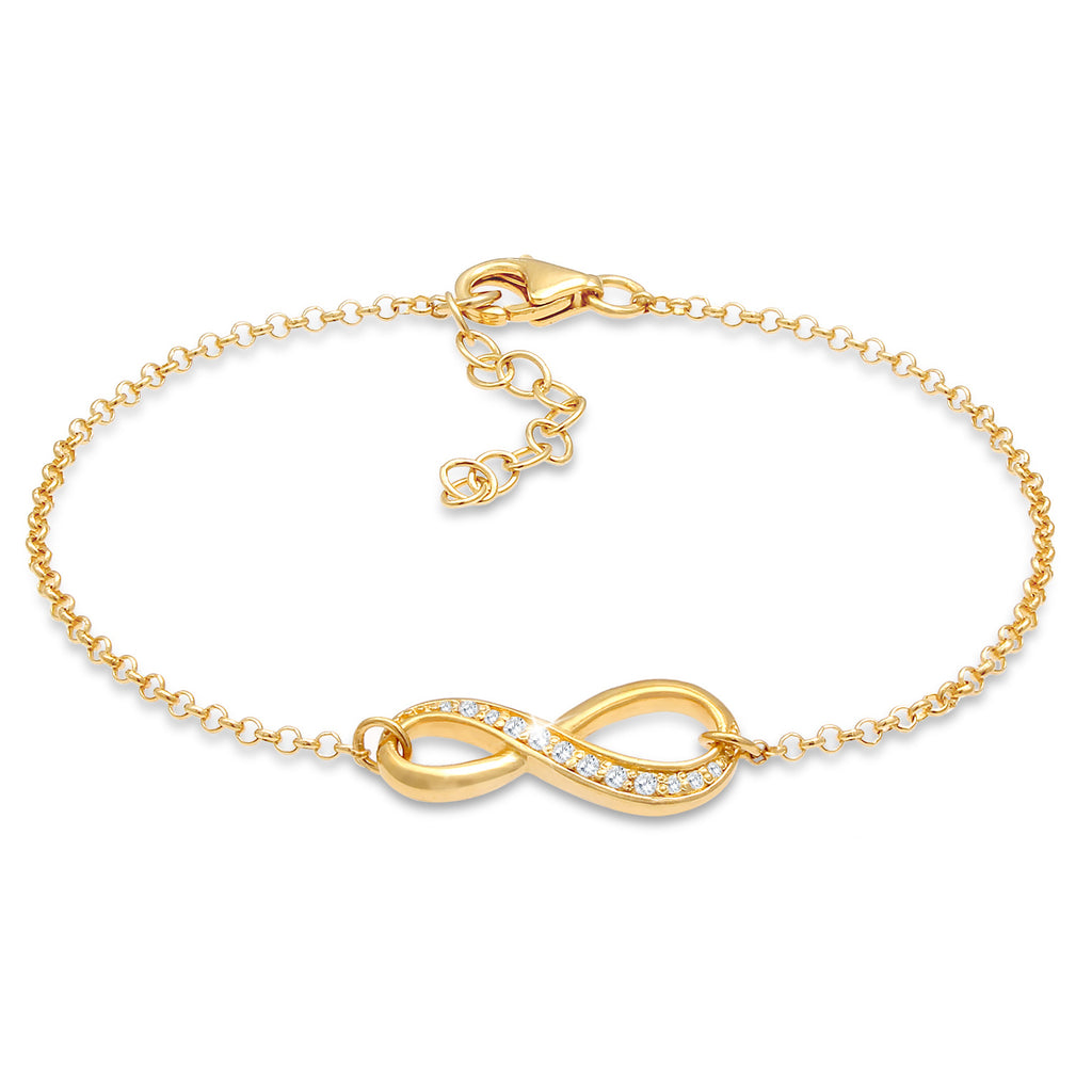 Gold Perhiasan Wanita Perak Asli - Gelang Infinity Symbol Zirconia Lapis