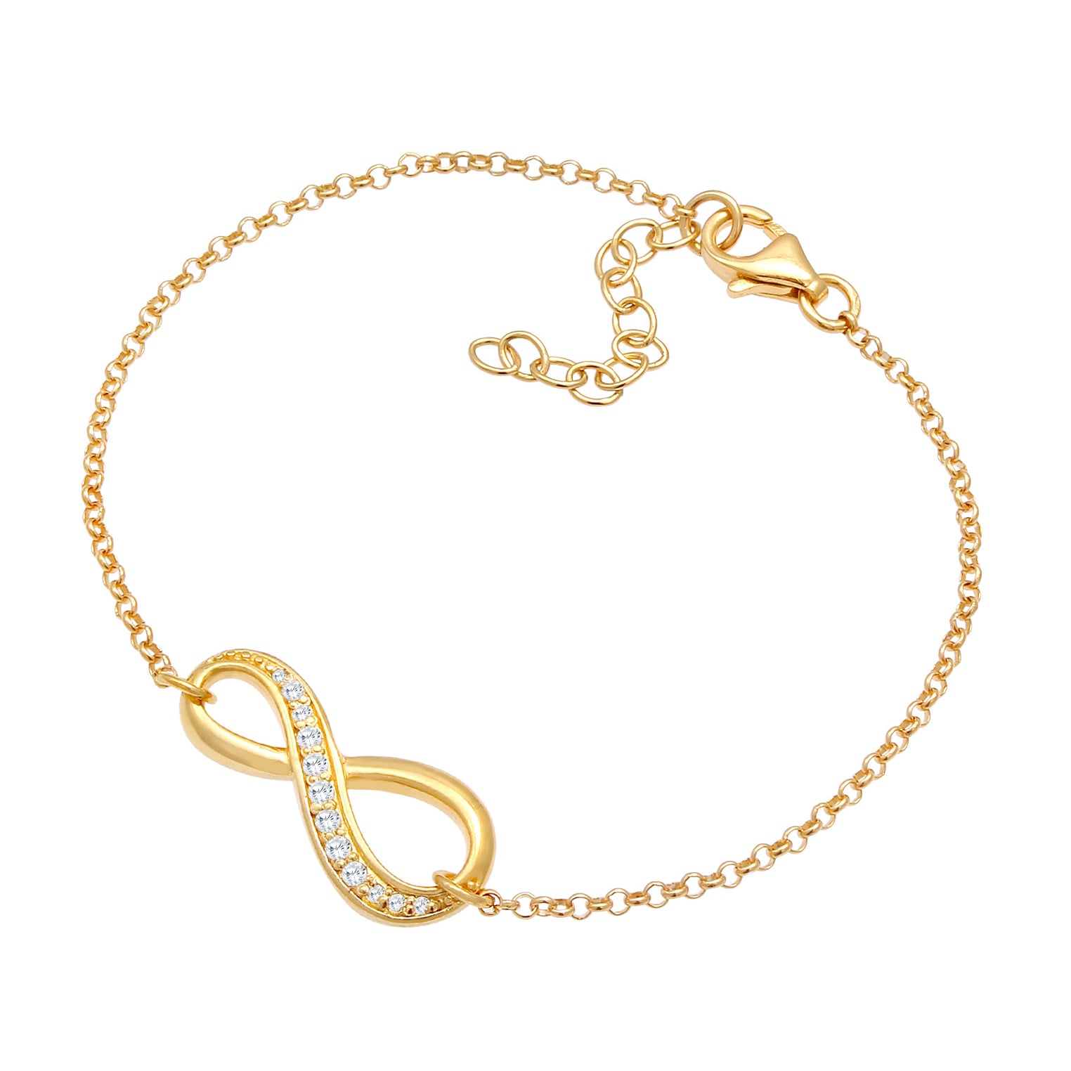Gold Perhiasan Wanita Perak Asli - Gelang Infinity Symbol Zirconia Lapis